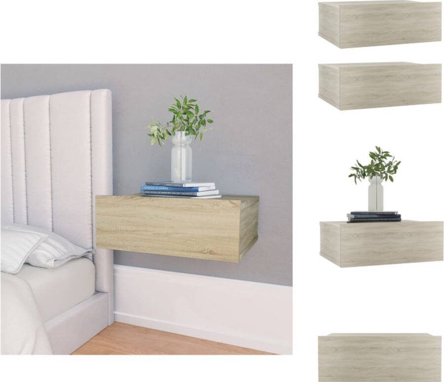 VidaXL Zwevend Nachtkastje Sonoma Eiken 40 x 30 x 15 cm Met lade Wandmontage 2 stuks Kast