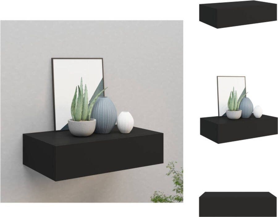 VidaXL Zwevend Schap met Lade MDF en Metaal 40 x 23.5 x 10 cm Zwart Wandsteun
