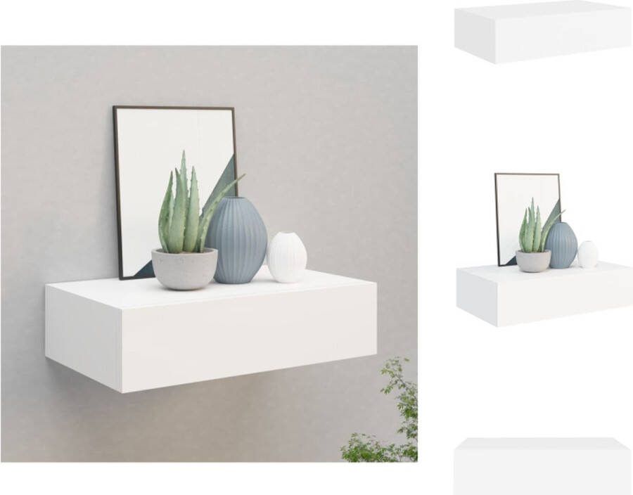 VidaXL Zwevend Schap Met Lade Wit 40x23.5x10 cm MDF en Metaal Inclusief Montagemateriaal Montage vereist Wandsteun
