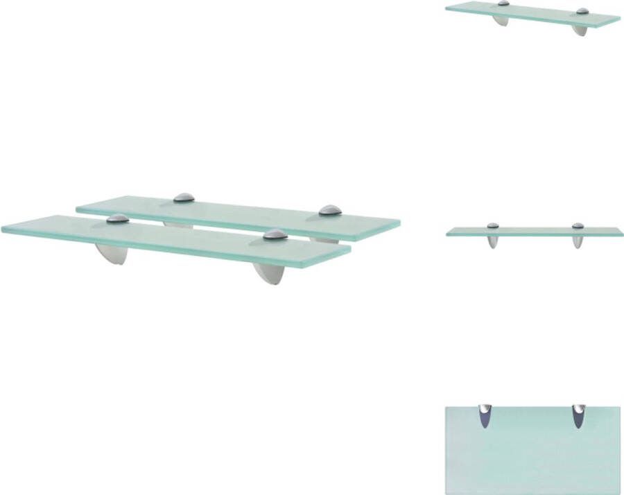 VidaXL Zwevend Wandschap Glas 40x20 cm Transparant Draagvermogen 10 kg Wandsteun