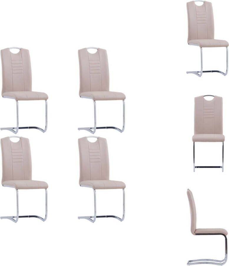 VidaXL Zwevende Eetkamerstoelenset Cappuccino 42 x 52 x 100 cm Verchroomd Staal 4 Stoelen Eetkamerstoel