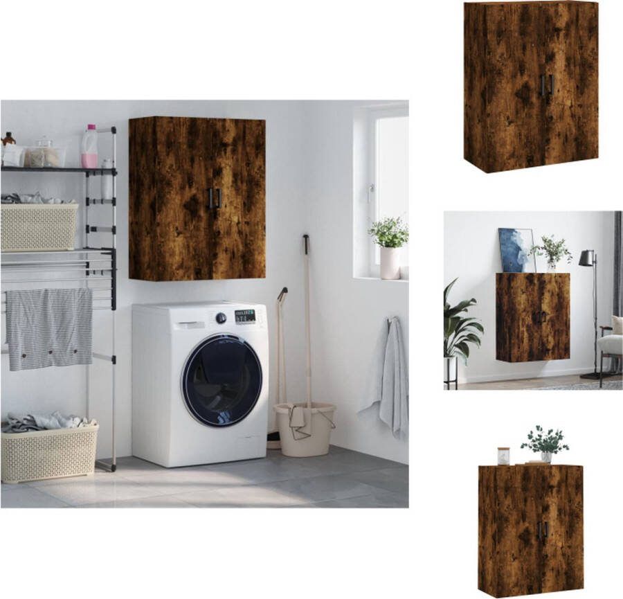VidaXL Zwevende Hangkast Gerookt Eiken 69.5 x 34 x 90 cm Wandgemonteerde Opbergkast Keukenkast