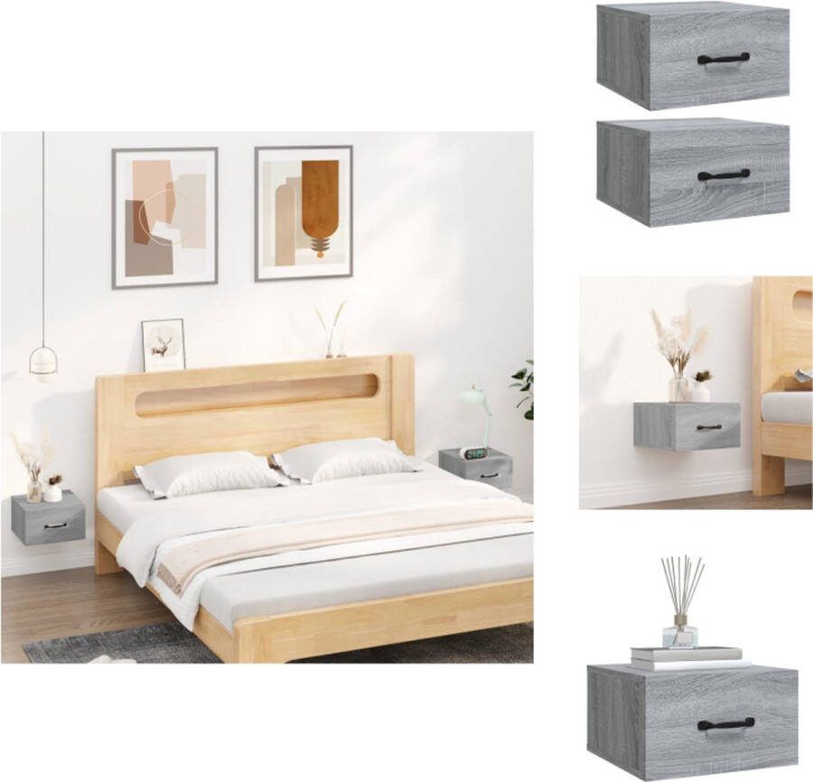 VidaXL Zwevende Nachtkastjes Wandgemonteerd Grijs Sonoma Eiken 35x35x20 cm Set van 2 Kast