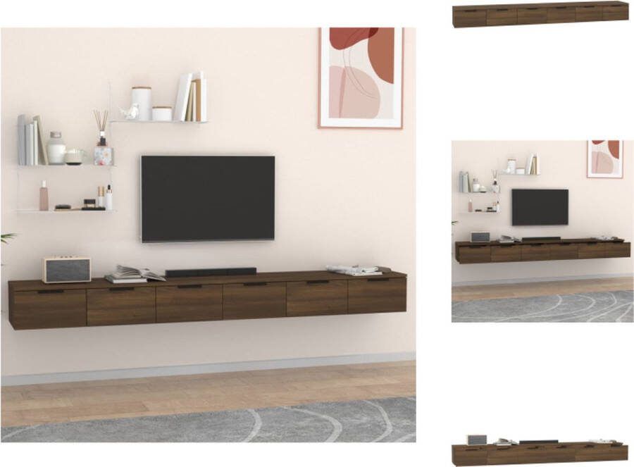 VidaXL Zwevende Wandkast Bruineiken 102 x 30 x 20 cm Inclusief 2 wandkasten Wandsteun
