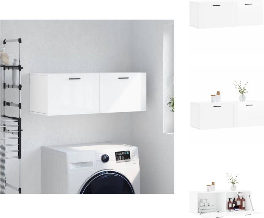VidaXL Zwevende Wandkast Hoogglans wit 100 x 36.5 x 35 cm Duurzaam bewerkt hout Kast