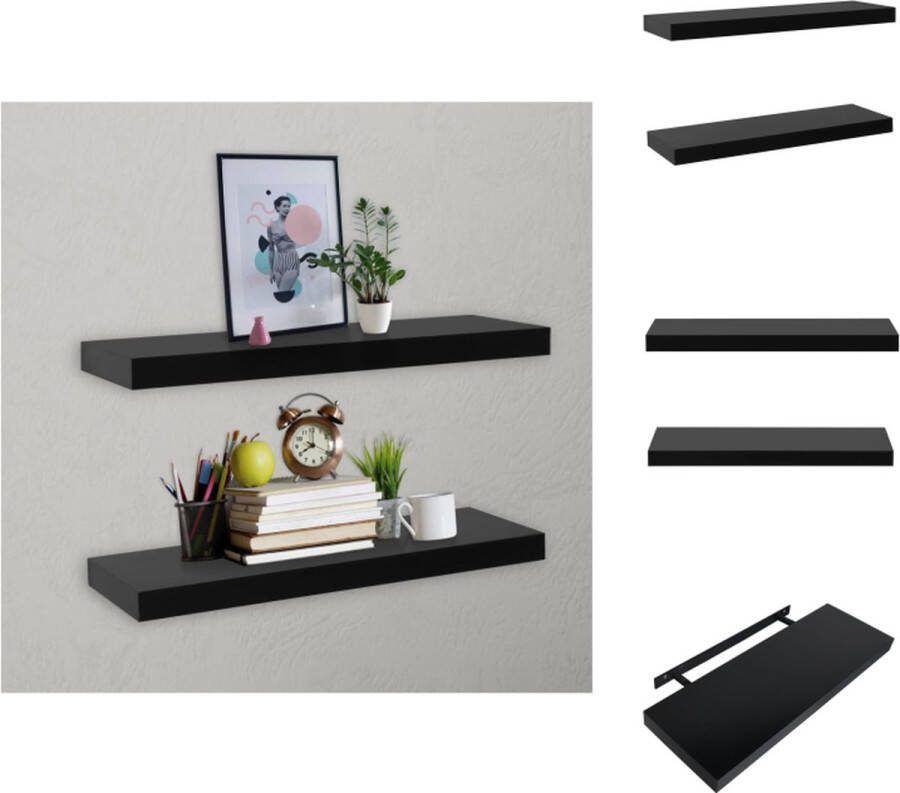 VidaXL Zwevende Wandschap 60 x 20 x 3.8 cm Zwart MDF Wandsteun