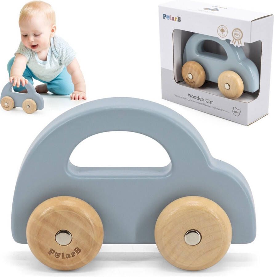 Viga POLAR B Houten Speelgoedauto Voertuigen voor peuters houten speelgoed Blauw