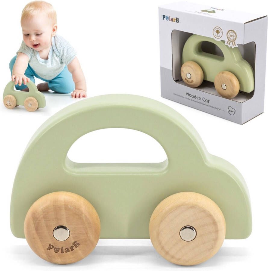 Viga POLAR B Houten Speelgoedauto Voertuigen voor peuters houten speelgoed Groen