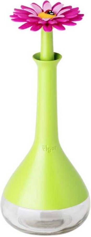 Vigar Flower Power Glazen oliedispenser (275 ml) Glazen oliefles olijfolie-dispenser met schenktuit olie- of azijndispenser met anti-soiling cap 7020