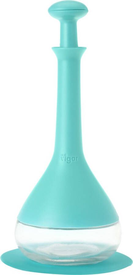 Vigar Taula Glazen oliedispenser (275 ml) turkoois Glazen oliefles olijfolie-dispenser met schenktuit olie- of azijndispenser met anti-soiling cap 8554