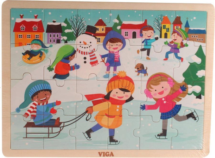 Vigatoys Viga Toys Legpuzzel Four Seasons Winter 24 Stukjes