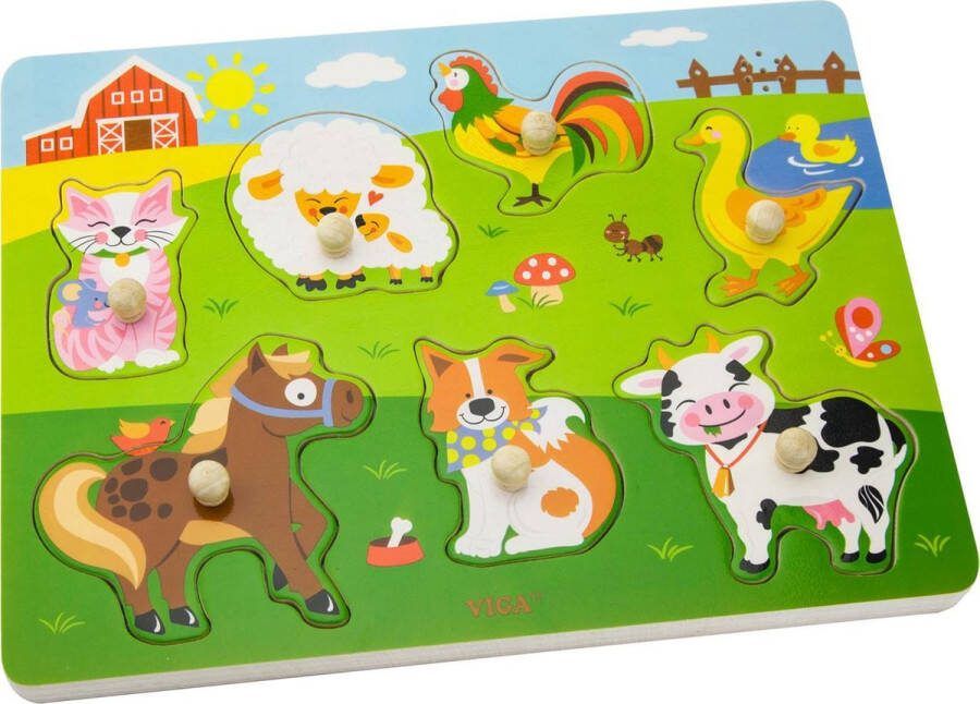 Vigatoys Viga Toys Houten Geluidspuzzel Boerderijdieren