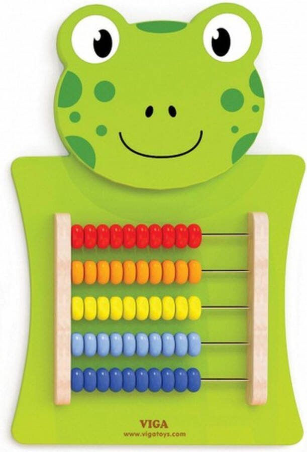 Vigatoys wandspel kikker telraam junior 55 cm groen hout