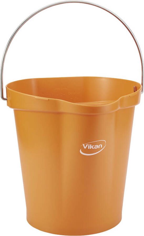 Vikan Emmer 56867 12 Liter Oranje Stevige Emmer Chemicaliën bestendig Maximaal 100°C Geschikt voor Voedselverwerking en Schoonmaakwerkzaamheden