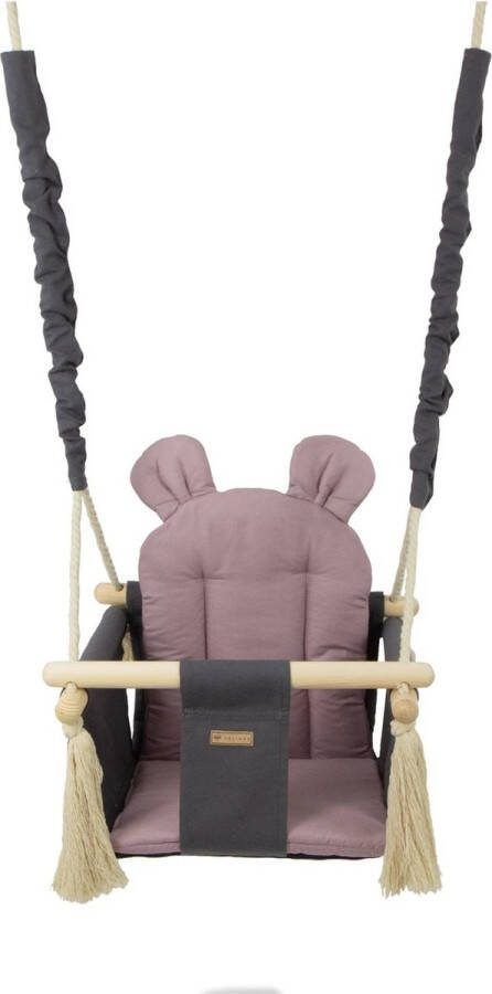 Viking Choice Babyschommel babyswing met oren max. 20 kg grijs lichtroze