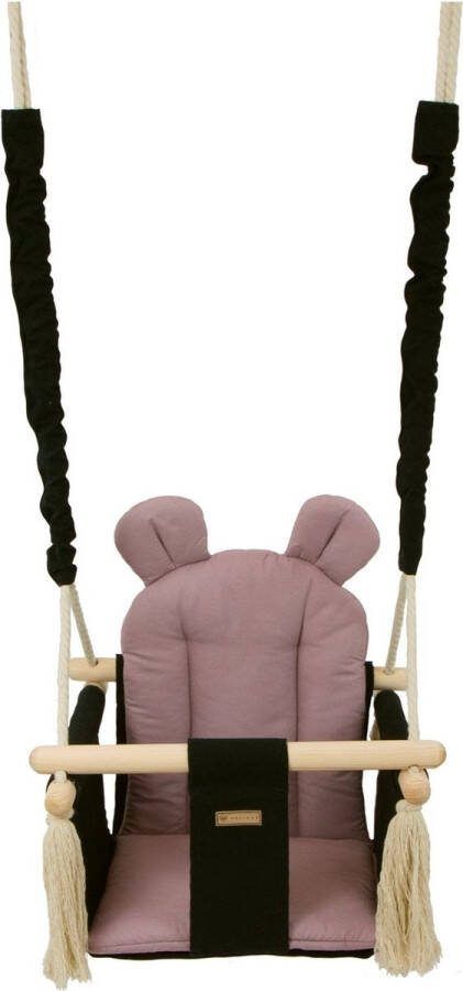 Viking Choice Babyschommel babyswing met oren max. 20 kg zwart lichtroze