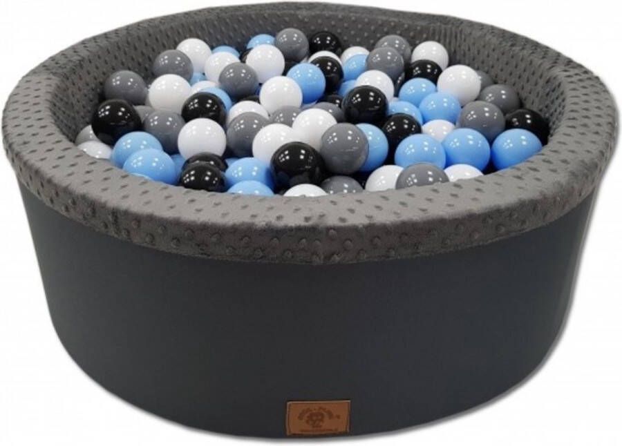 Viking Choice Ballenbad rond antraciet 90x30 cm met 200 lichtblauw grijs zwart en witte ballen