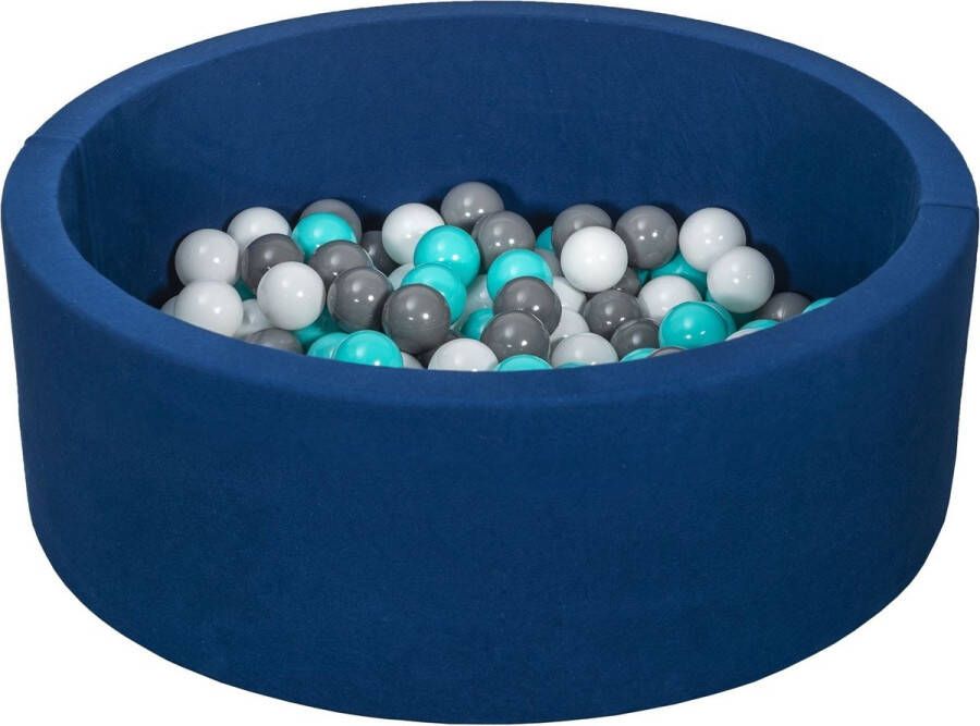 Viking Choice Ballenbad rond blauw 90x30 cm met 150 wit grijze en turquoise ballen