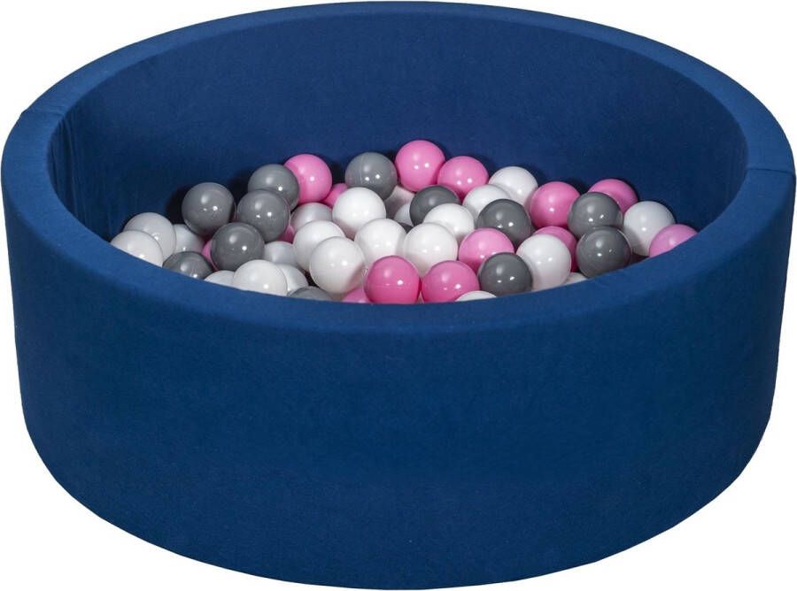 Viking Choice Ballenbad rond blauw 90x30 cm met 150 wit lichtroze en grijze ballen
