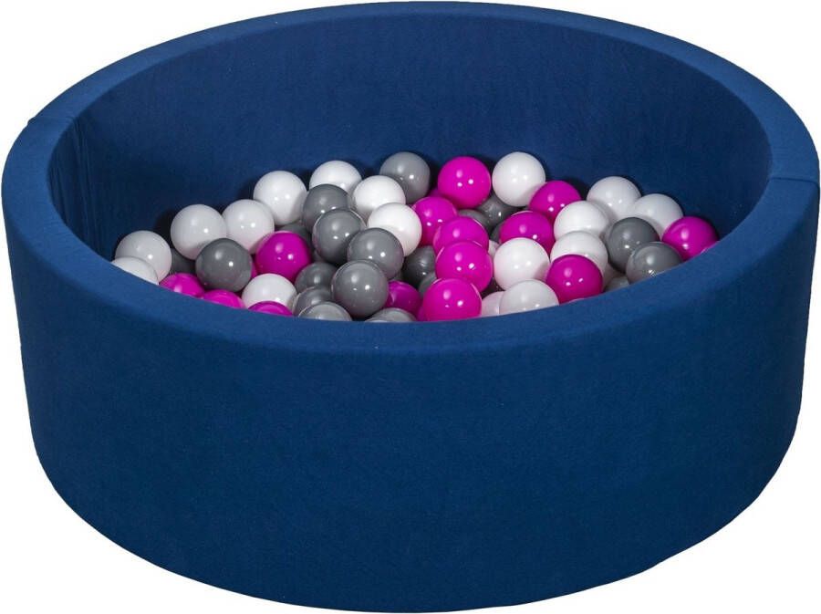 Viking Choice Ballenbad rond blauw 90x30 cm met 150 wit roze en grijze ballen