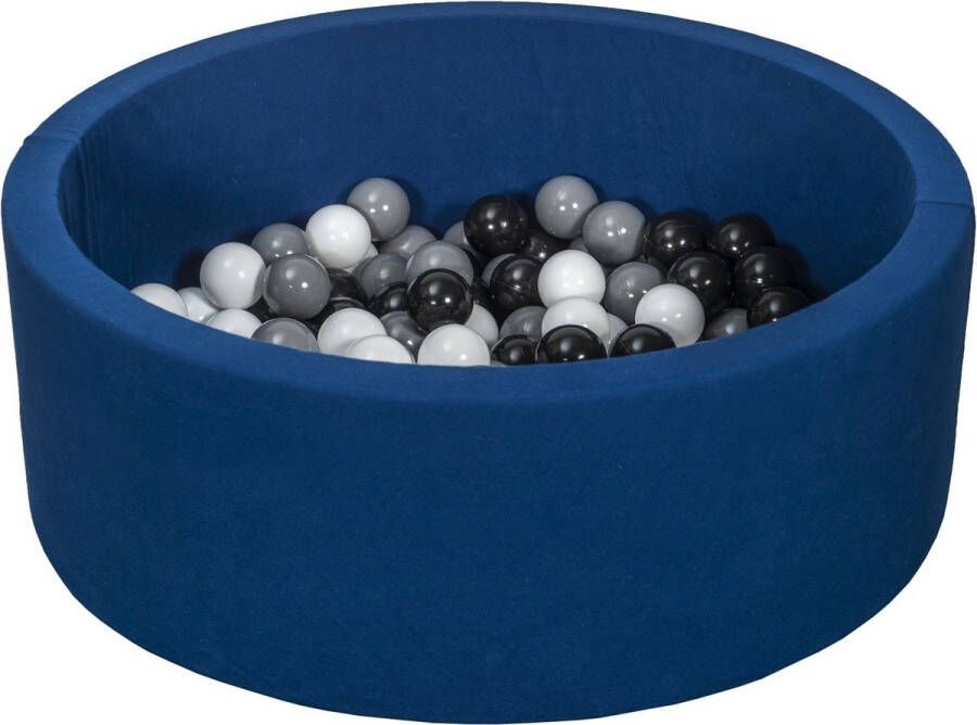 Viking Choice Ballenbad rond blauw 90x30 cm met 150 zwart wit en grijze ballen