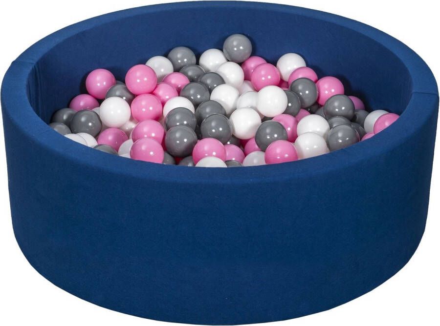 Viking Choice Ballenbad rond blauw 90x30 cm met 200 wit lichtroze en grijze ballen