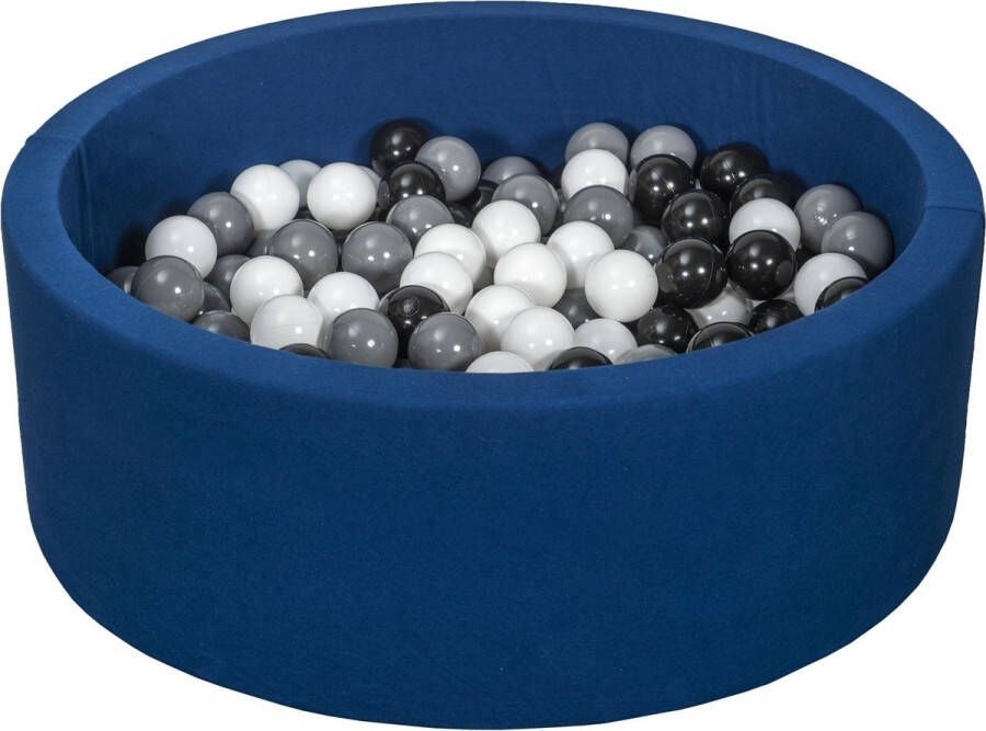 Viking Choice Ballenbad rond blauw 90x30 cm met 200 zwart wit en grijze ballen