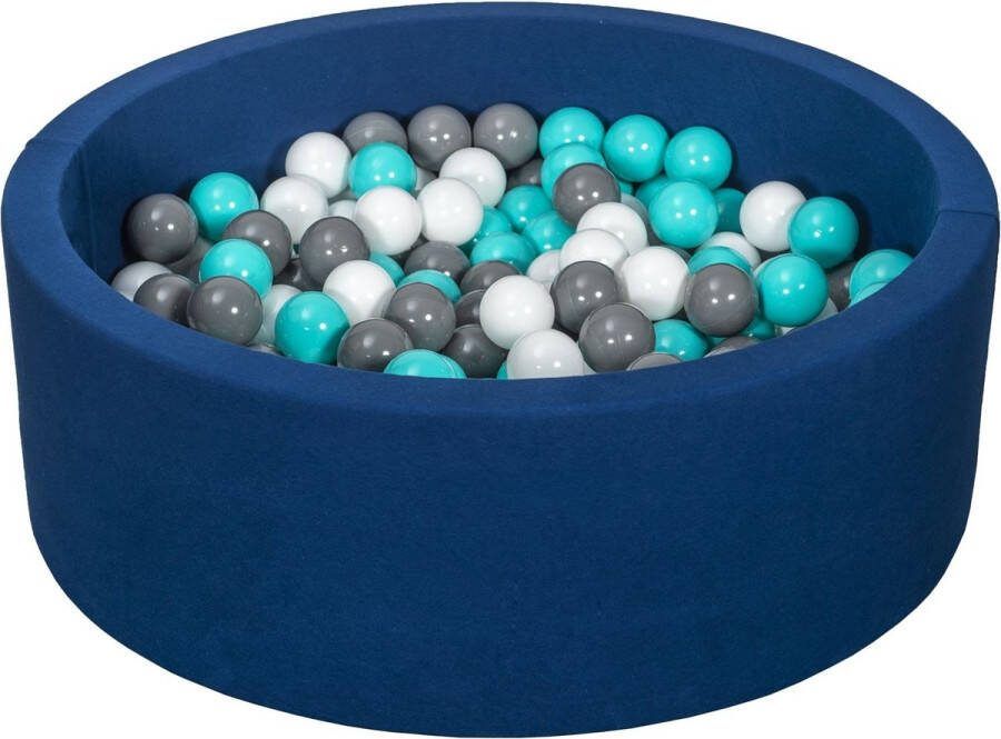 Viking Choice Ballenbad rond blauw 90x30 cm met 300 witte grijze en turquoise ballen