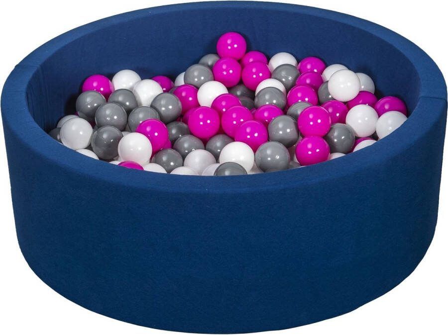 Viking Choice Ballenbad rond blauw 90x30 cm met 300 witte roze en grijze ballen