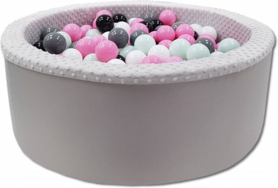 Viking Choice Ballenbad rond grijs 90x30 cm met 200 zwart wit grijs en roze ballen