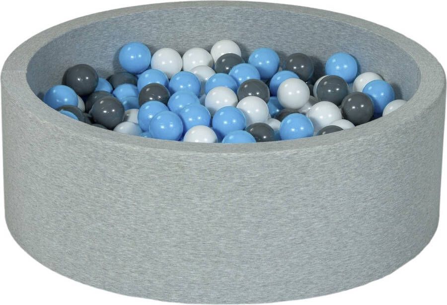Viking Choice Ballenbad rond grijs 90x30 cm met 300 wit babyblauw en grijze ballen