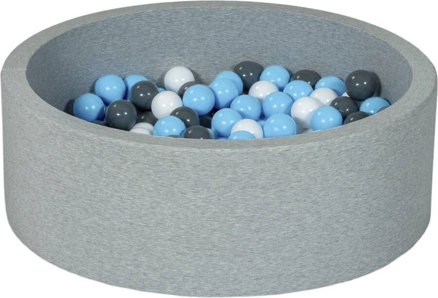 Viking Choice Ballenbad rond lichtgrijs 90x30 cm met 200 wit babyblauw en grijze ballen