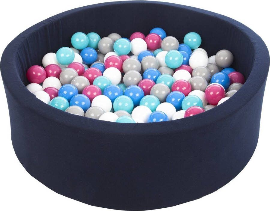 Viking Choice Ballenbad rond marine blauw 90x30 cm met 200 wit blauw roze grijze en turquoise ballen