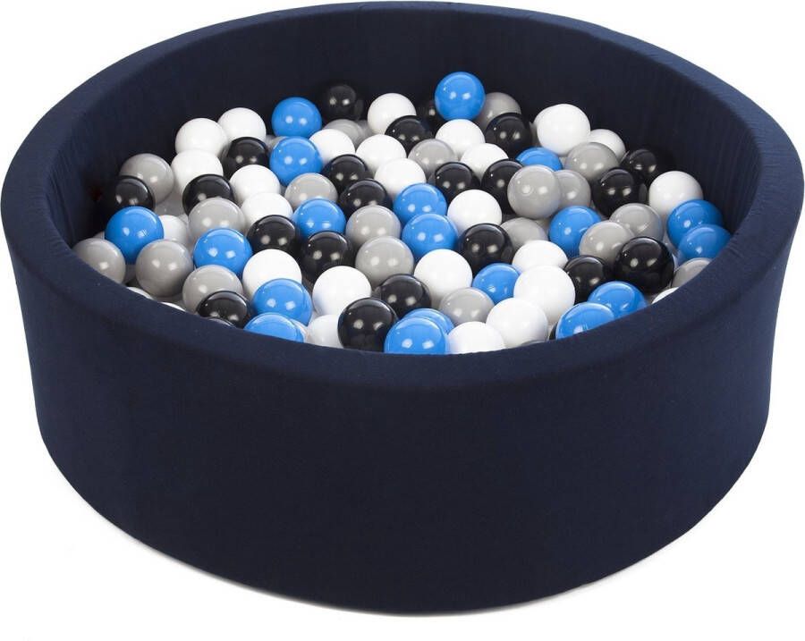 Viking Choice Ballenbad rond marine blauw 90x30 cm met 200 zwart wit blauw en grijze ballen