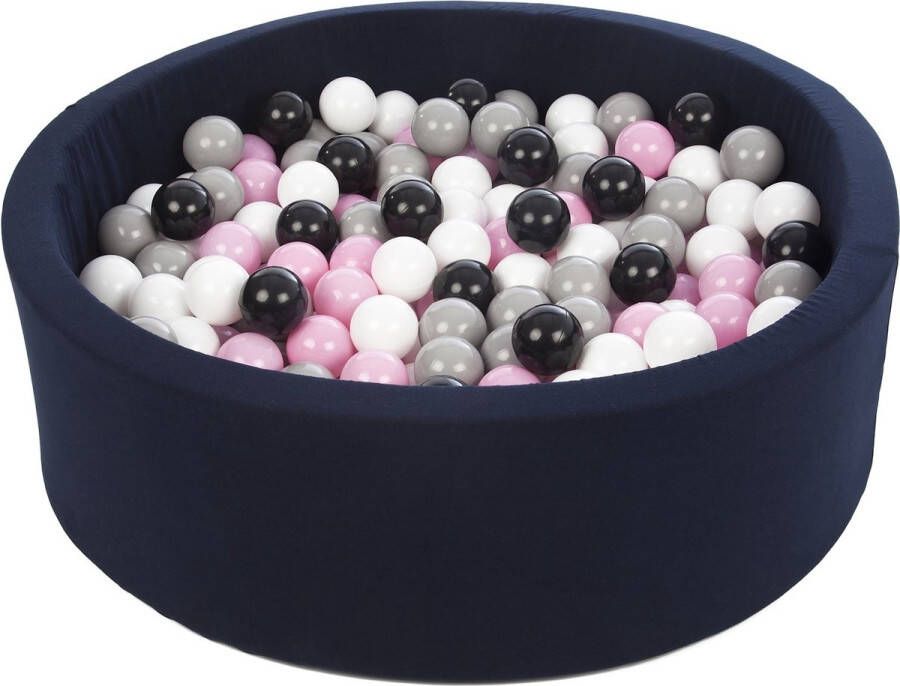 Viking Choice Ballenbad rond marine blauw 90x30 cm met 300 zwart wit lichtroze en grijze ballen