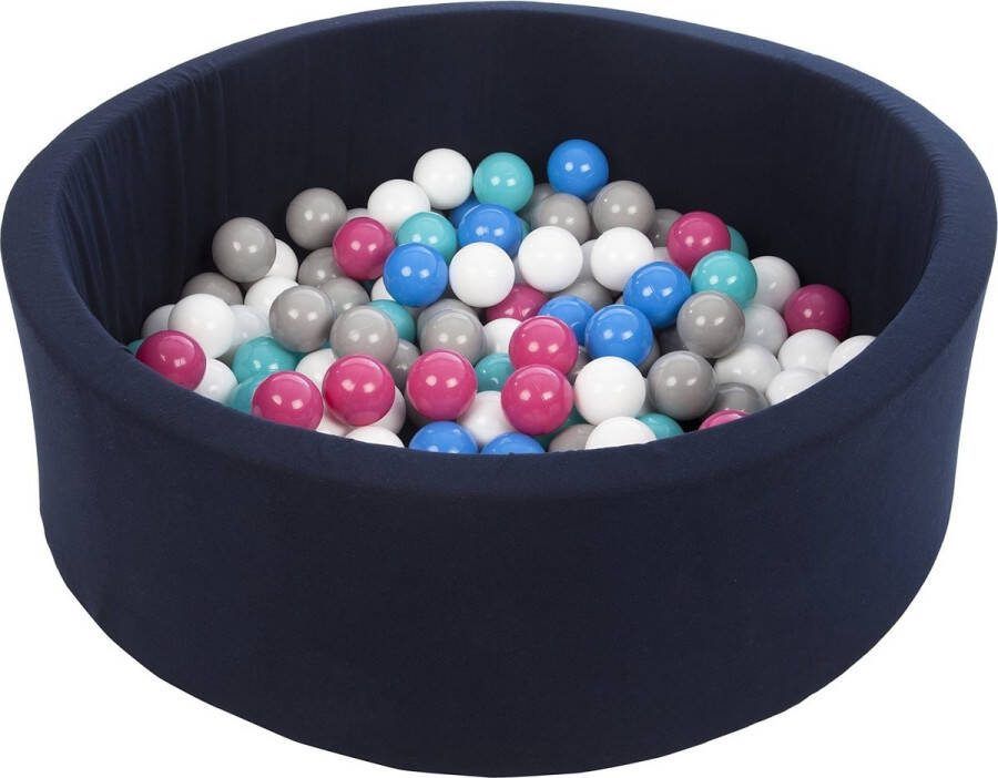 Viking Choice Ballenbad rond navy 90x30 cm met 150 wit blauw roze grijs en turquoise ballen