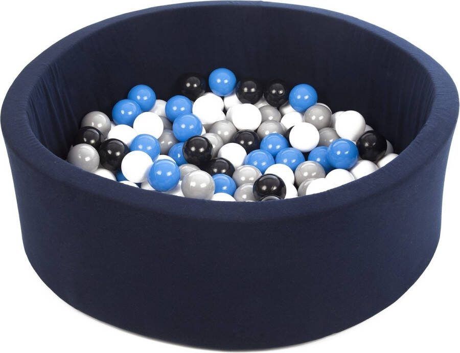 Viking Choice Ballenbad rond navy 90x30 cm met 150 zwart wit blauw en grijze ballen