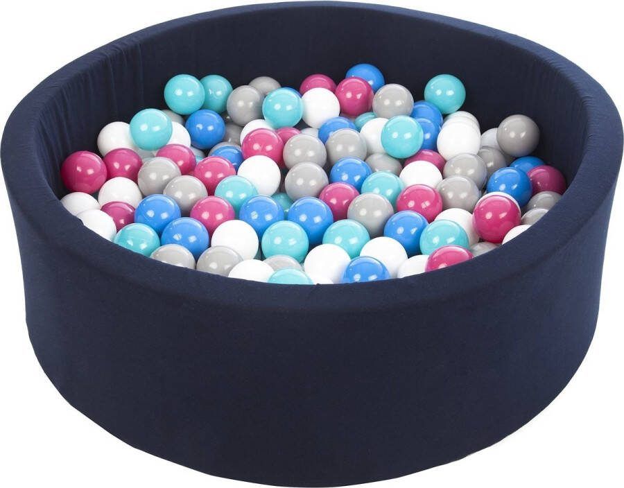 Viking Choice Ballenbad rond navy 90x30 cm met 300 wit blauw roze grijs en turquoise ballen