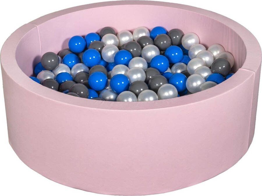 Viking Choice Ballenbad rond roze 90x30 cm met 200 parelmoer blauw en grijze ballen