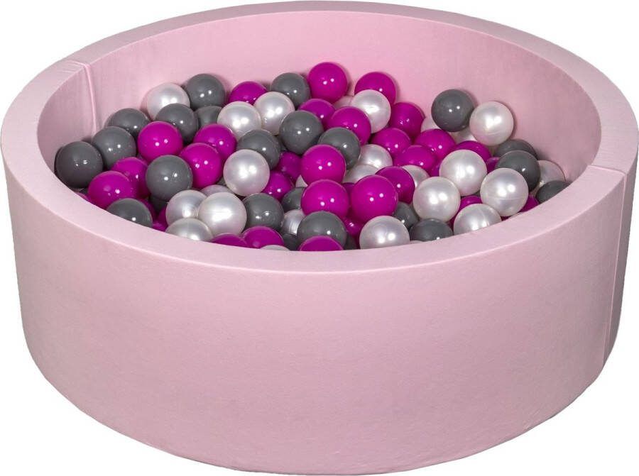 Viking Choice Ballenbad rond roze 90x30 cm met 200 parelmoer fuchsia en grijze ballen