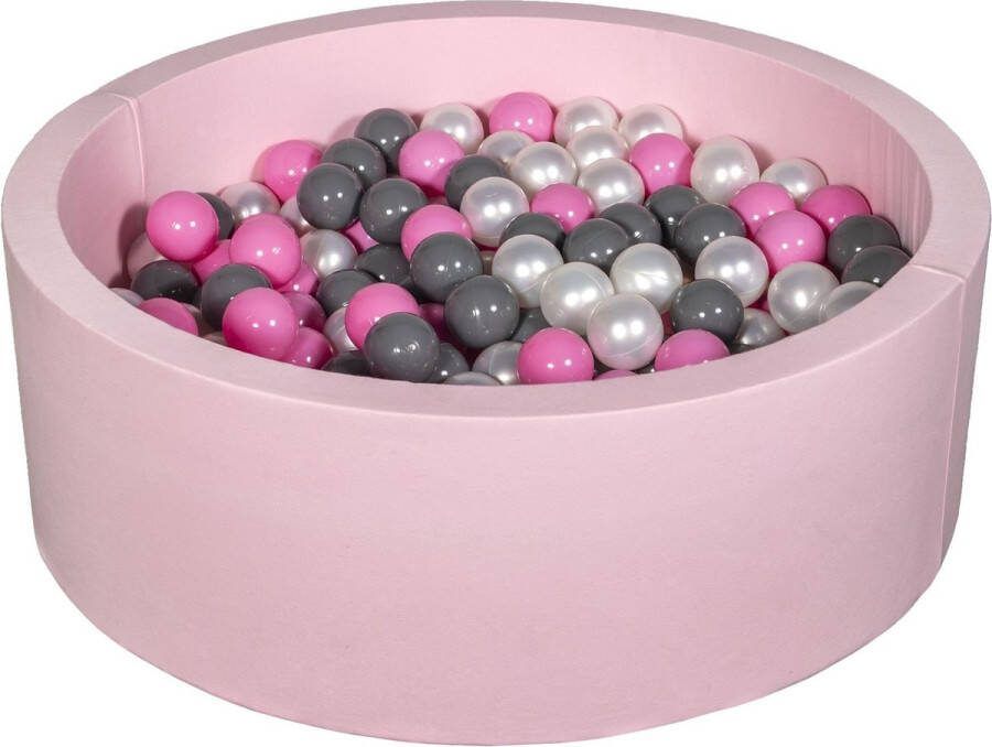Viking Choice Ballenbad rond roze 90x30 cm met 200 parelmoer roze en grijze ballen