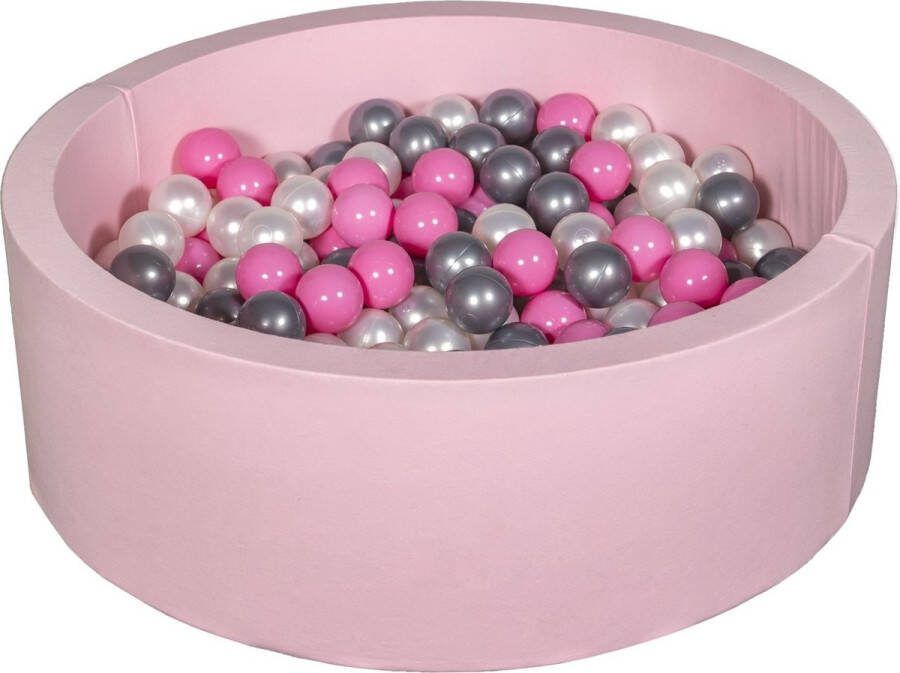 Viking Choice Ballenbad rond roze 90x30 cm met 200 roze parelmoer en zilveren ballen