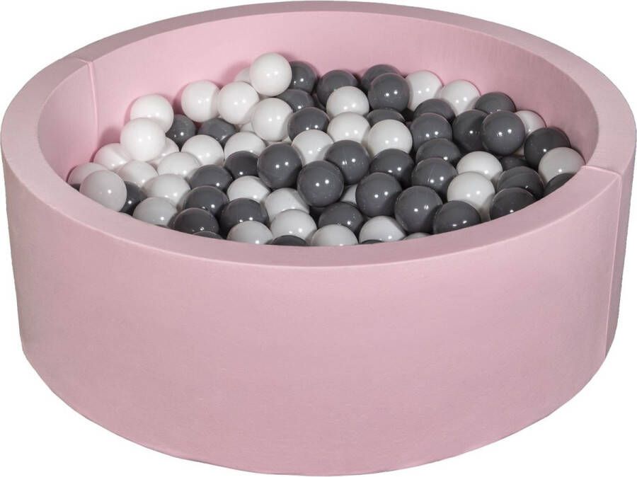 Viking Choice Ballenbad rond roze 90x30 cm met 200 wit en grijze ballen
