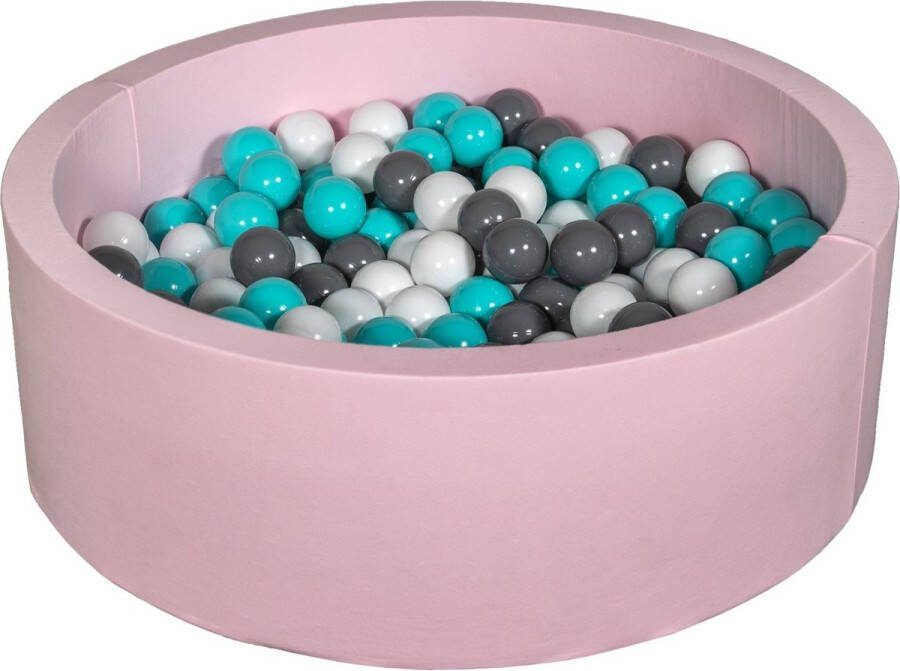 Viking Choice Ballenbad rond roze 90x30 cm met 200 wit grijs en turquoise ballen