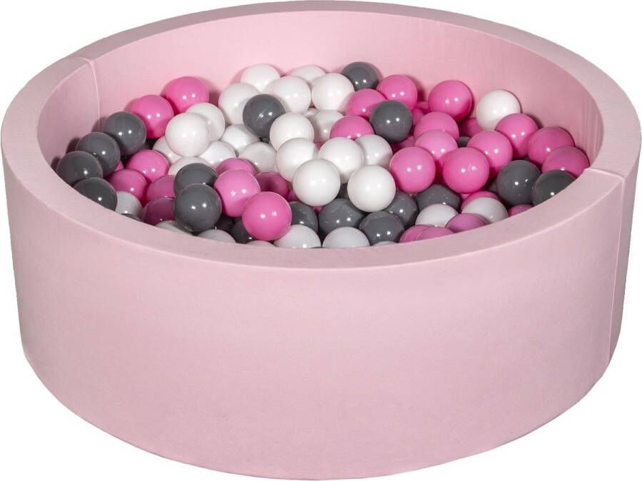 Viking Choice Ballenbad rond roze 90x30 cm met 200 wit lichtroze en grijze ballen