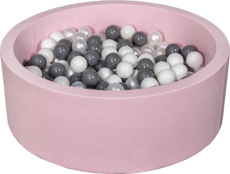Viking Choice Ballenbad rond roze 90x30 cm met 200 wit parelmoer en grijze ballen