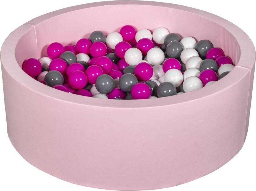 Viking Choice Ballenbad rond roze 90x30 cm met 200 wit roze en grijze ballen