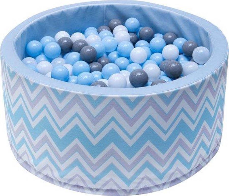Viking Choice Ballenbak stevige ballenbad -90 x 40 cm 400 ballen Ø 7 cm blauw wit grijs en zwart