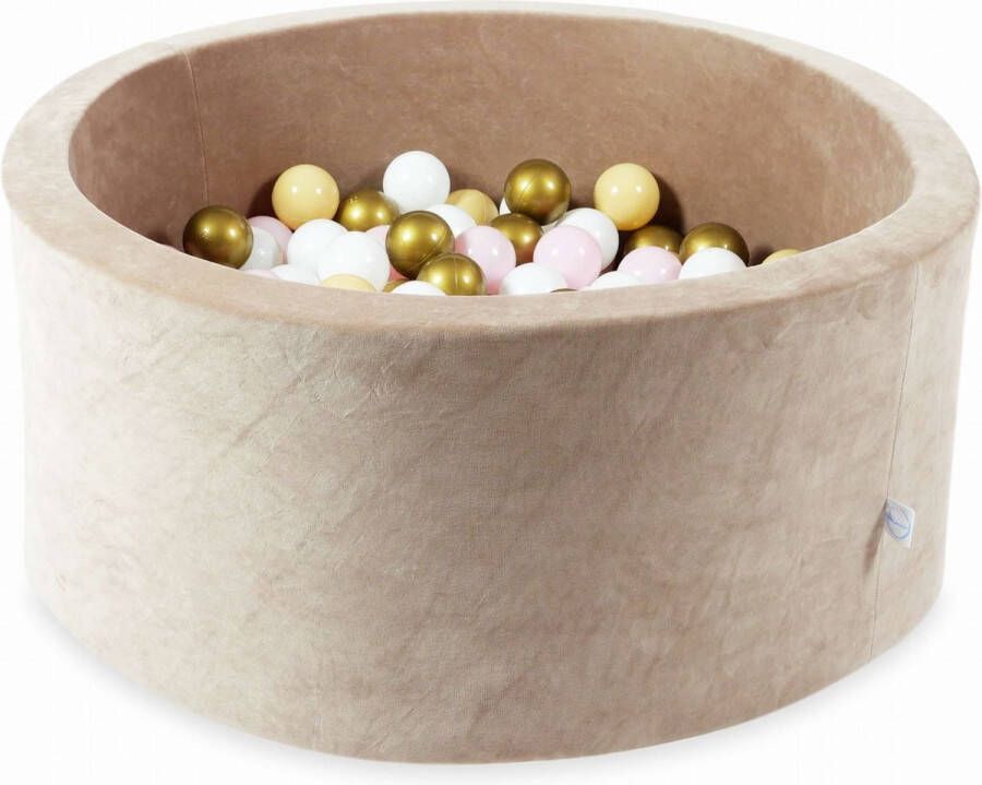 Viking Choice Ballenbak velvet beige 90x40 cm 300 ballen wit baby roze beige goud