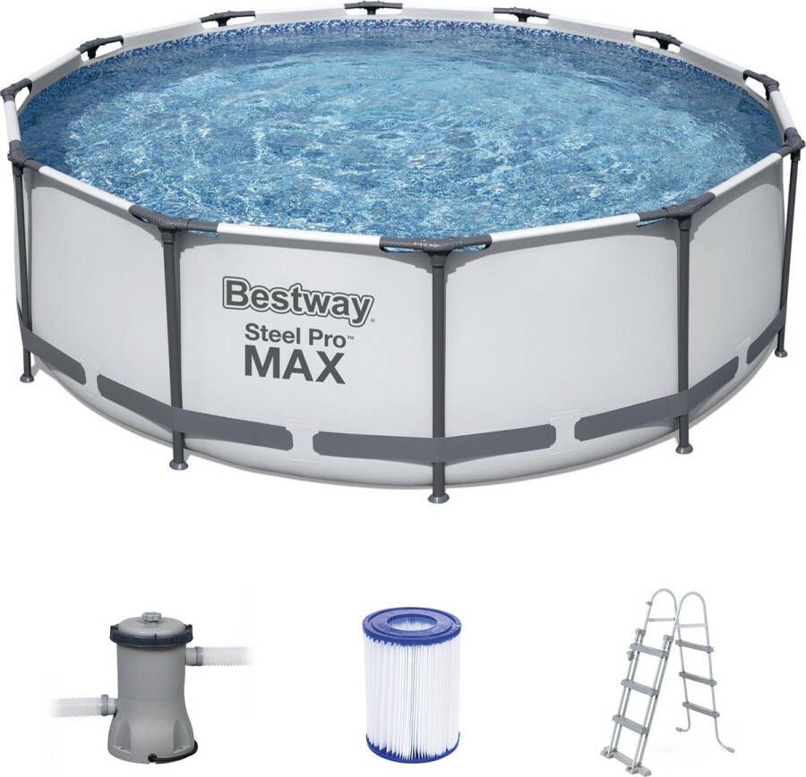 Bestway Steel Pro Max Buisvormig Bovengronds Zwembad 366x100 Cm Patroonreiniger 2006 L H Schaal